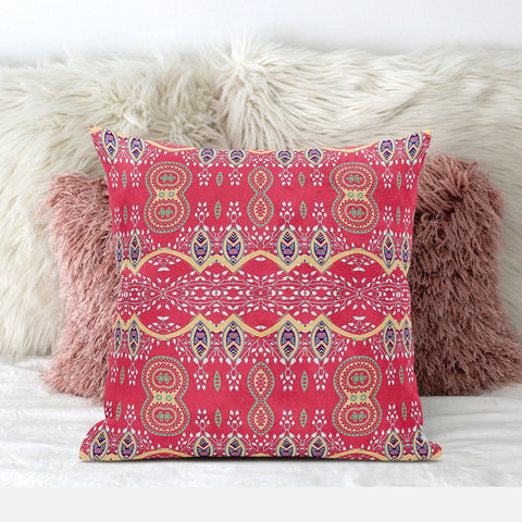 28" x 28" Red Blown Seam Paisley Indoor Outdoor Throw Pillow