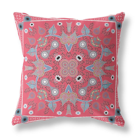 26" x 26" Red Blown Seam Paisley Indoor Outdoor Throw Pillow