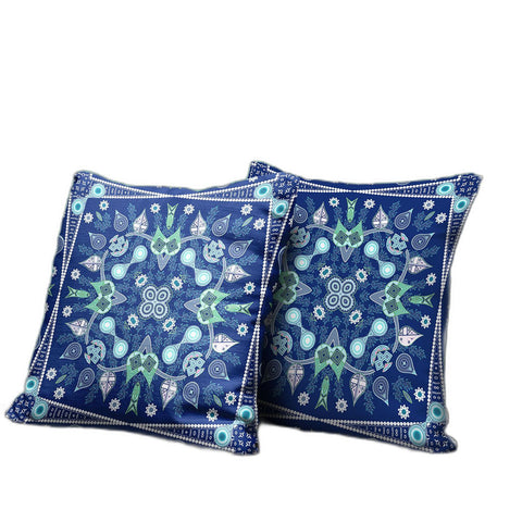 20" x 20" Midnight Blue Blown Seam Paisley Indoor Outdoor Throw Pillow