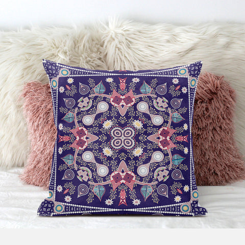 28" x 28" Purple Blown Seam Paisley Indoor Outdoor Throw Pillow