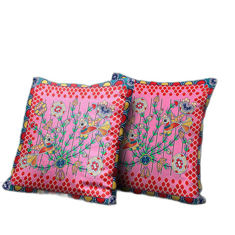 18" x 18" Pink Peacock Blown Seam Floral Indoor Outdoor Throw Pillow