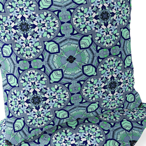 Set of Two 16" X 16" Blue and Green Blown Seam Floral Indoor Outdoor Throw Pillow