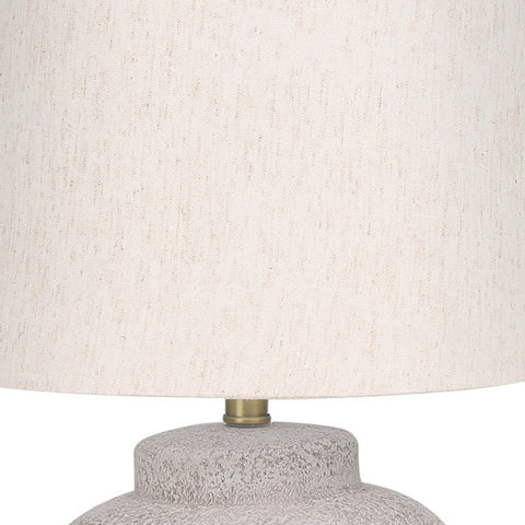 22" Cream Concrete Urn Table Lamp With Cream Abstract Empire Shade