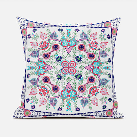 20" X 20" Pink and White Broadcloth Paisley Zippered Pillow