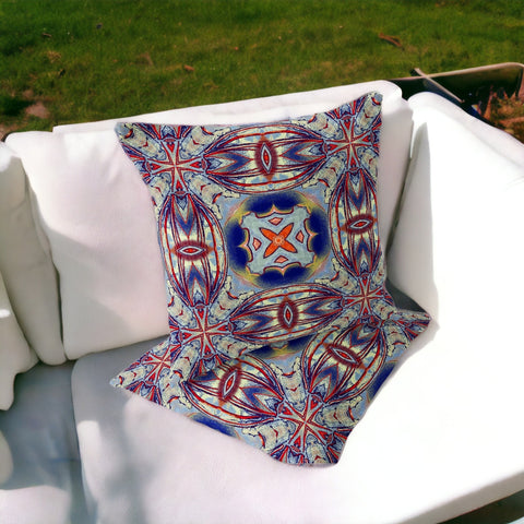 Set of Two 16" X 16" Gray and Orange Blown Seam Floral Indoor Outdoor Throw Pillow