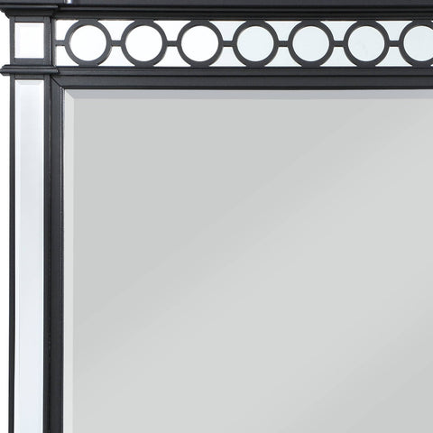 42" Mirrored, Black & Sliver Finish Dresser Mirror