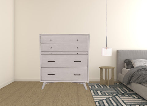 38" Gray Solid Wood Four Drawer Chest