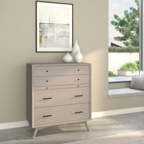 38" Gray Solid Wood Four Drawer Chest