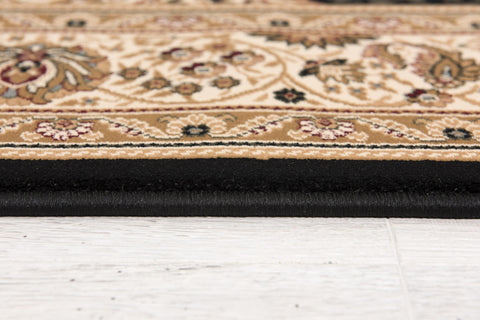 7’ x 9’ Black and Beige Embellished Area Rug