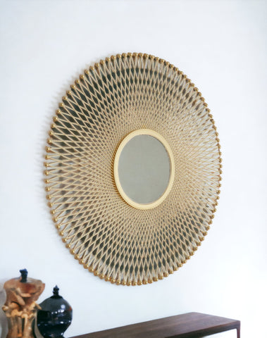 35" Gold Round Accent Mirror