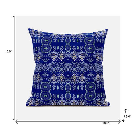 18" X 18" Blue and Yellow Broadcloth Paisley Zippered Pillow