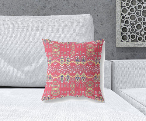 16" x 16" Red Blown Seam Paisley Indoor Outdoor Throw Pillow