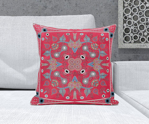 20" x 20" Red Blown Seam Paisley Indoor Outdoor Throw Pillow