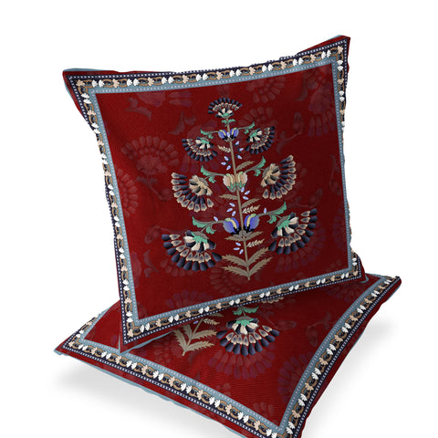 Set of Two 16" Green and Red Does Not Apply Indoor Outdoor Throw Pillow