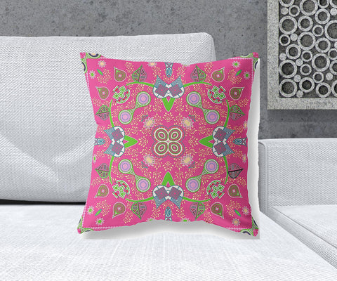 20" x 20" Hot Pink Blown Seam Paisley Indoor Outdoor Throw Pillow