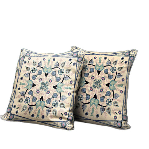 26" x 26" Beige Blown Seam Paisley Indoor Outdoor Throw Pillow