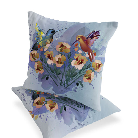 Set of Two 16" X 16" Yellow Bird Blown Seam Indoor Outdoor Throw Pillow