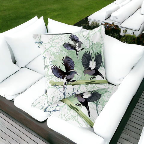 Set of Two 16" X 16" Off White Bird Blown Seam Indoor Outdoor Throw Pillow