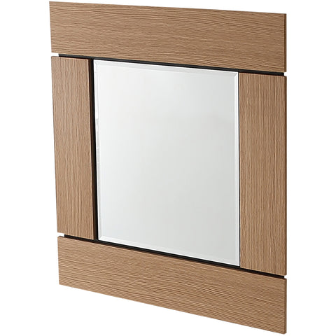 35" Brown Square Accent Wood Mirror