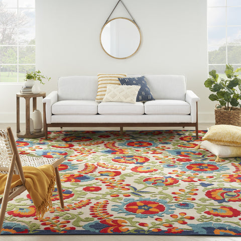 12' x 15' Beige Floral Power Loom Area Rug