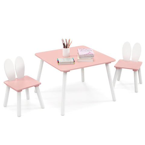 3 Pieces Kids Table and Chairs Set for Arts Crafts Snack Time-Pink