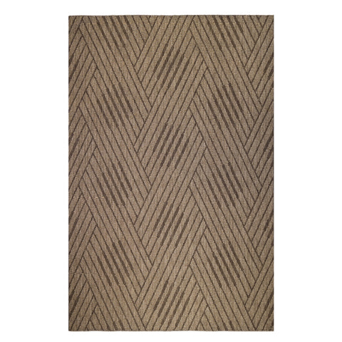 5' x 8' Beige Geometric Stain Resistant Indoor Outdoor Area Rug