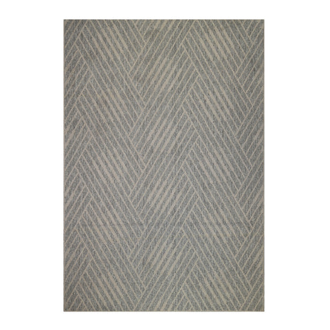 8' Runner Gray Geometric Stain Resistant Indoor Outdoor Runner Rug