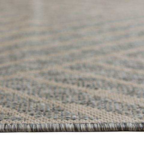 8' Runner Gray Geometric Stain Resistant Indoor Outdoor Runner Rug