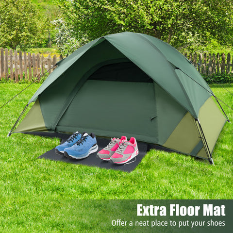 2-person Camping Tent w/ Removable Rain Fly and Double-layer Door-Green