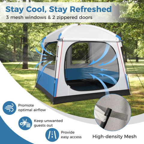 5 Person Camping Tent with Mesh Windows and Carrying Bag for Camping Hiking Traveling-White