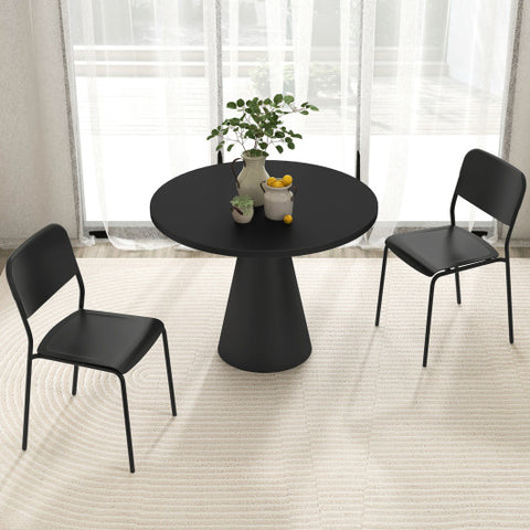 Modern Dining Chairs Set of 4 with Tilted Backrest and Sturdy Metal Legs-Black