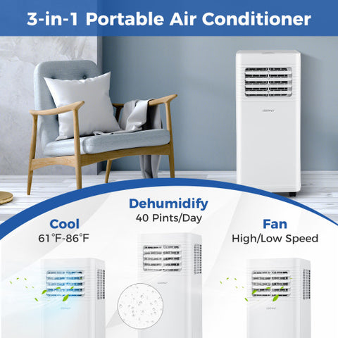 Portable Air Conditioner 8000/9000 BTU 3 in 1 AC Unit with Fan and Dehumidifier-8000 BTU