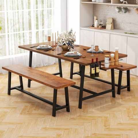 Dining Table Set for 5-7 with 2-Bottle Wine Rack and Condiment Holder