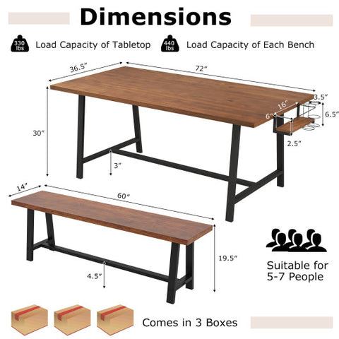 Dining Table Set for 5-7 with 2-Bottle Wine Rack and Condiment Holder