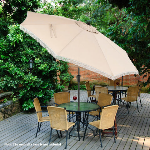 9 FT Patio Umbrella with Sun-Protective Canopy for Patio Garden Pool-Beige