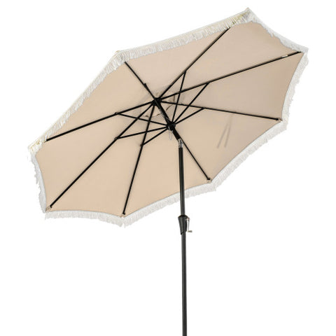 9 FT Patio Umbrella with Sun-Protective Canopy for Patio Garden Pool-Beige