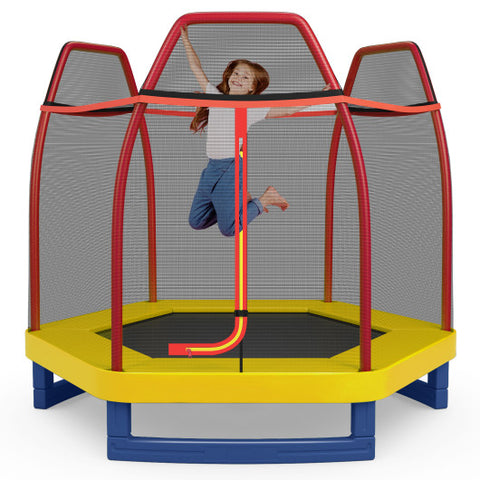 7 Feet Kids Recreational Bounce Jumper Trampoline-Red