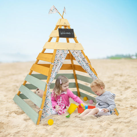 Triangle Hideaway Playhouse with Removable Chalkboard for Indoor and Outdoor