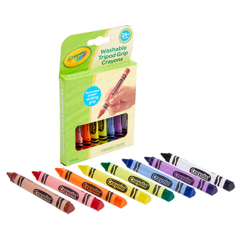 Washable Tripod Grip Crayons, 8 Per Pack, 8 Packs