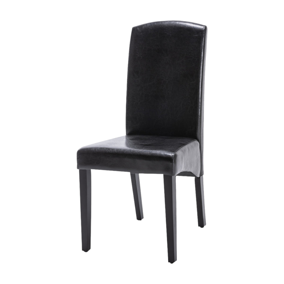 Set of Two Black Upholstered Faux Leather Dining Parsons Chairs