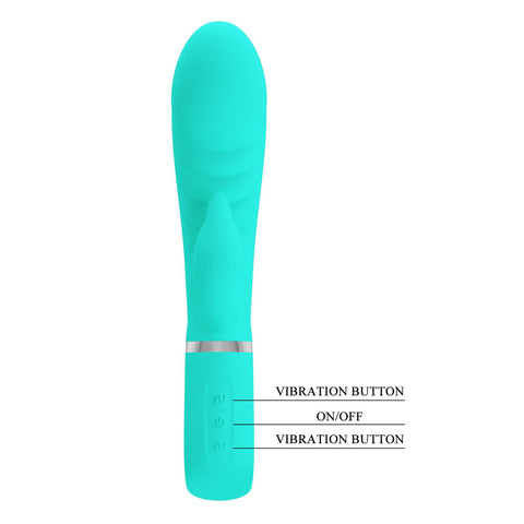 Prescott Super Soft Rabbit Silicone Vibrator -  Teal