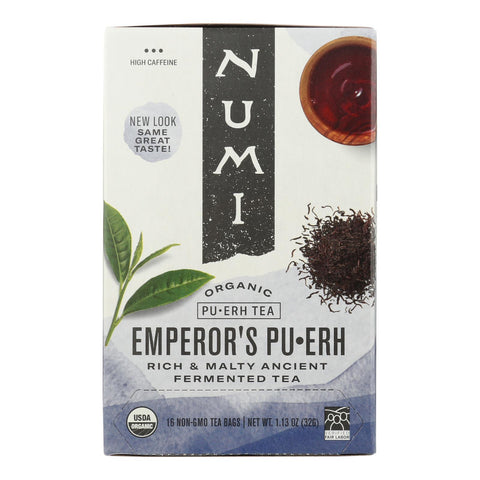 Numi Emperor's Puerh Black Tea - 16 Tea Bags - Case Of 6