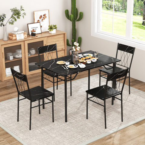 5-Piece Dining Table Set for 4 with Kitchen Table and 4 Dining Chairs-Black