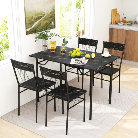 5-Piece Dining Table Set for 4 with Kitchen Table and 4 Dining Chairs-Black