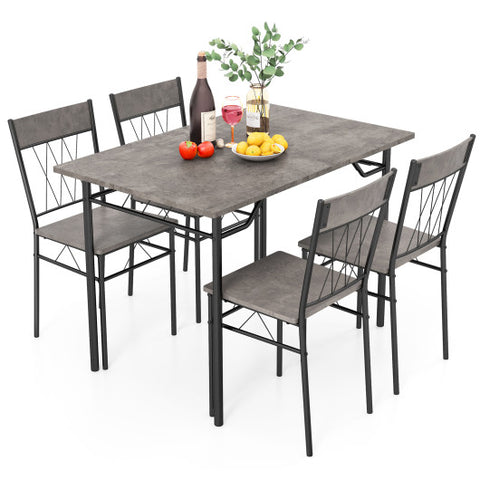 5-Piece Dining Table Set for 4 with Kitchen Table and 4 Dining Chairs-Gray