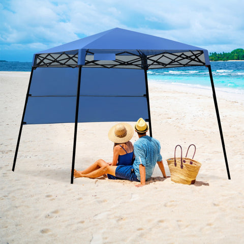 Costway 7 x 7 Feet Sland Adjustable Portable Canopy Tent with Backpack Blue