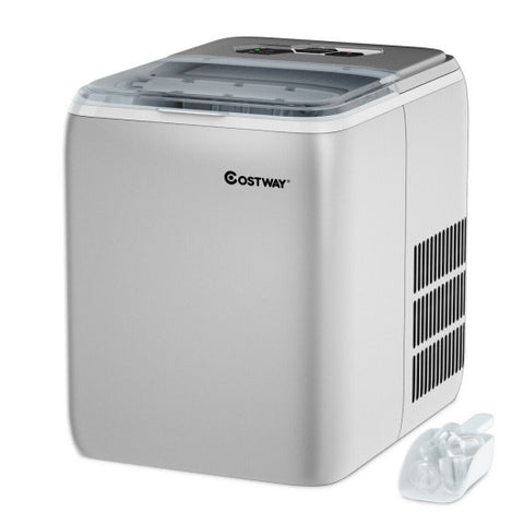 Costway 44 lbs Portable Countertop Ice Maker Machine with Scoop Silver