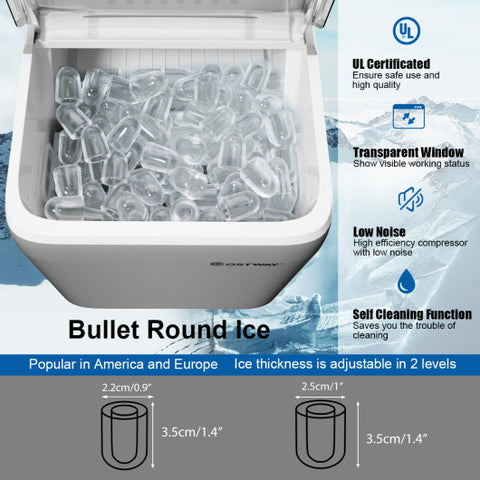 Costway 44 lbs Portable Countertop Ice Maker Machine with Scoop Silver