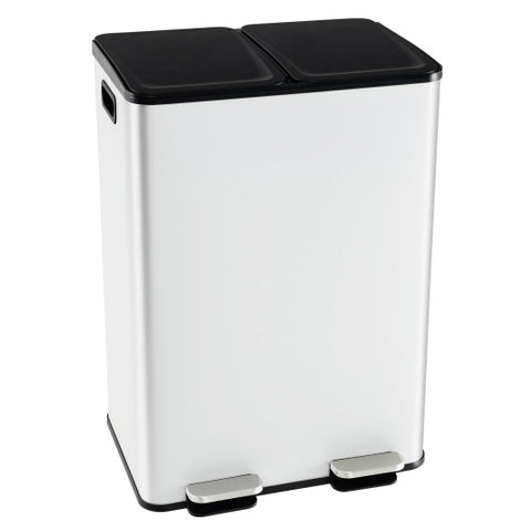 2 x 8 Gal Dual Compartment Trash Can-White