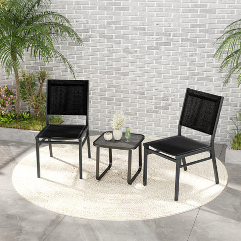 Outdoor Dining Chairs with Breathable Seat and Backrest for Backyard Porch Poolside-1 Piece